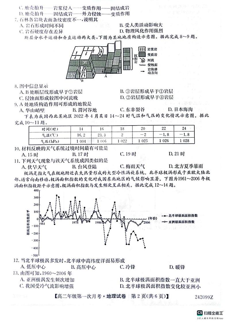陕西省榆林市府谷县府谷中学2023-2024学年高二上学期9月月考地理试题（图片版含答案）02