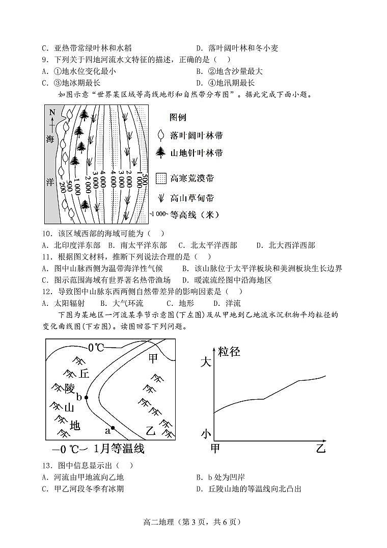 福建省福州市六校联考2022-2023学年高二下学期期末考试地理试题03