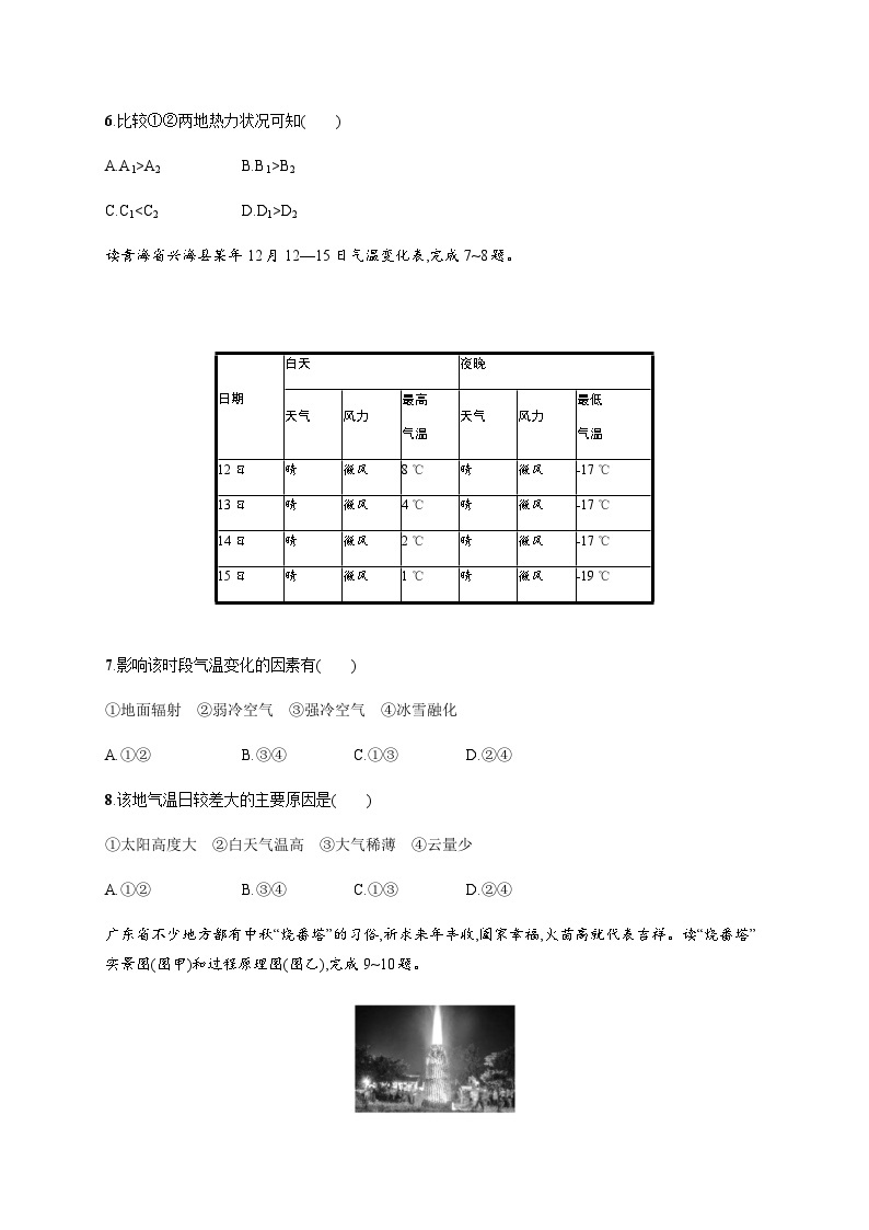 湘教版高中地理必修第一册第三章地球上的大气测评含答案03