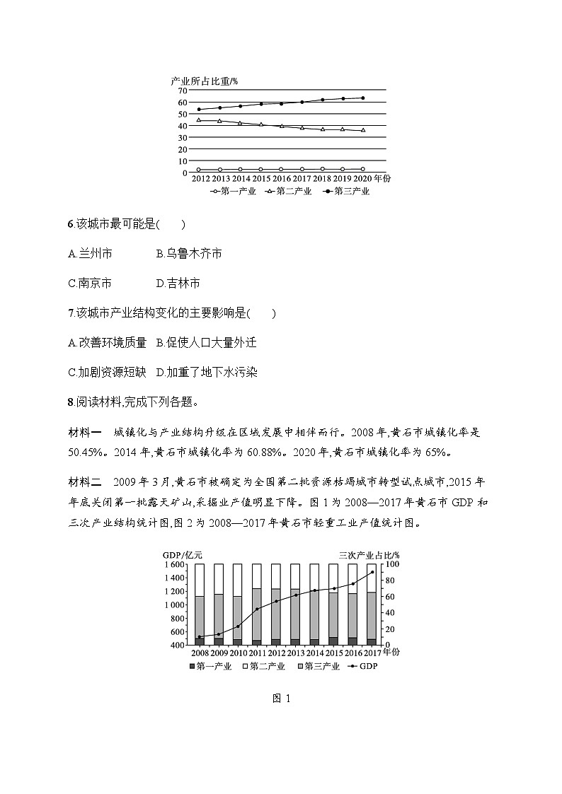人教版高中地理选择性必修2区域发展第3章城市、产业与区域发展第2节地区产业结构变化习题含答案03