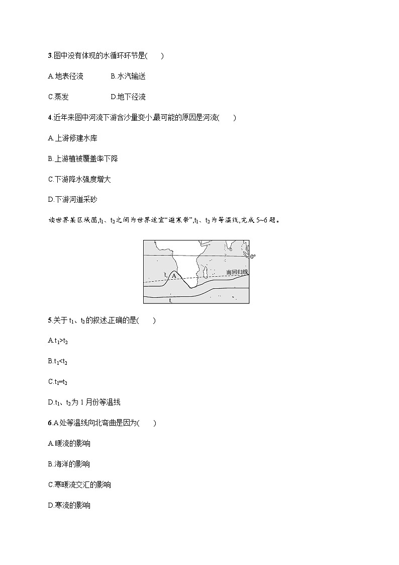 人教版高中地理必修第一册第3章地球上的水测评含答案02