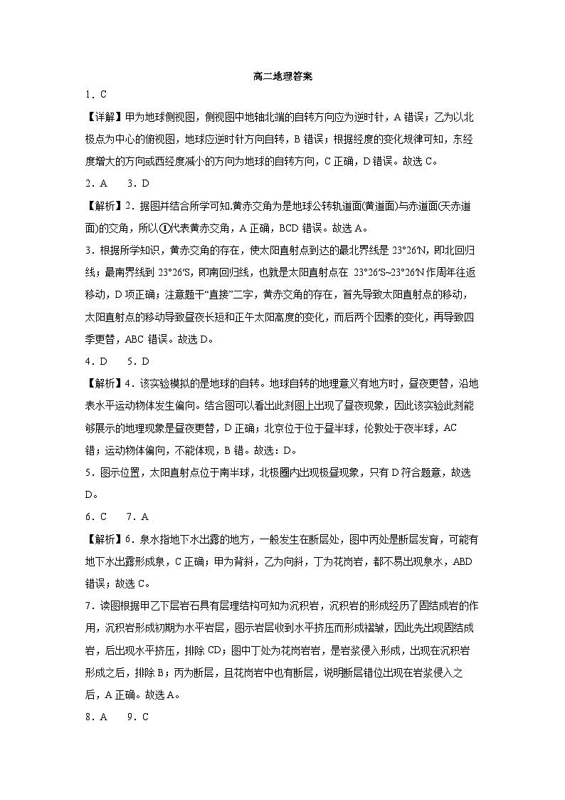2024江西省部分学校高二上学期9月月考试题地理含解析、答题卡01