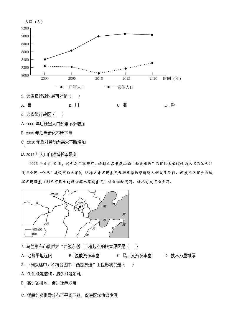 贵州省思南中学2023-2024学年高三上学期第二次月考地理试题无答案第2页