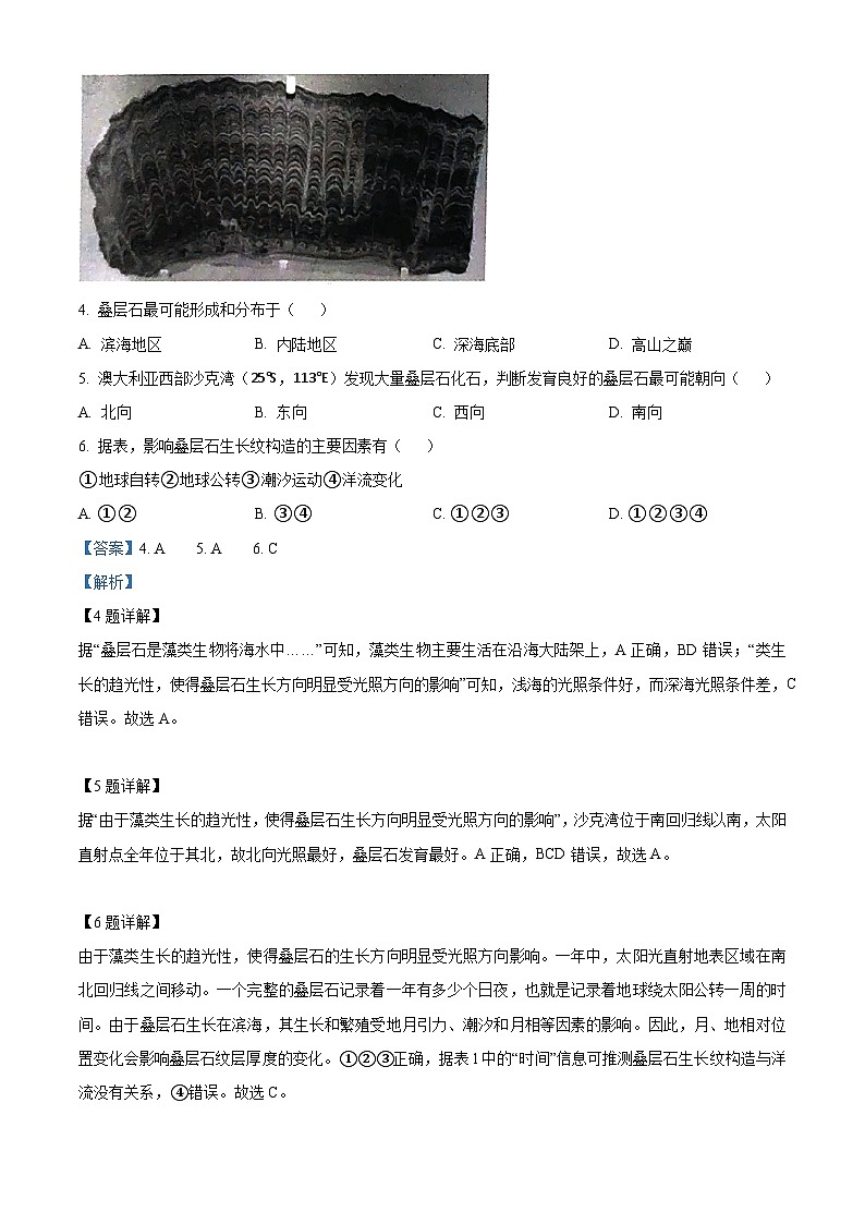 重庆市巴蜀中学2023-2024学年高三地理上学期适应性月考试题（二）（Word版附解析）第3页