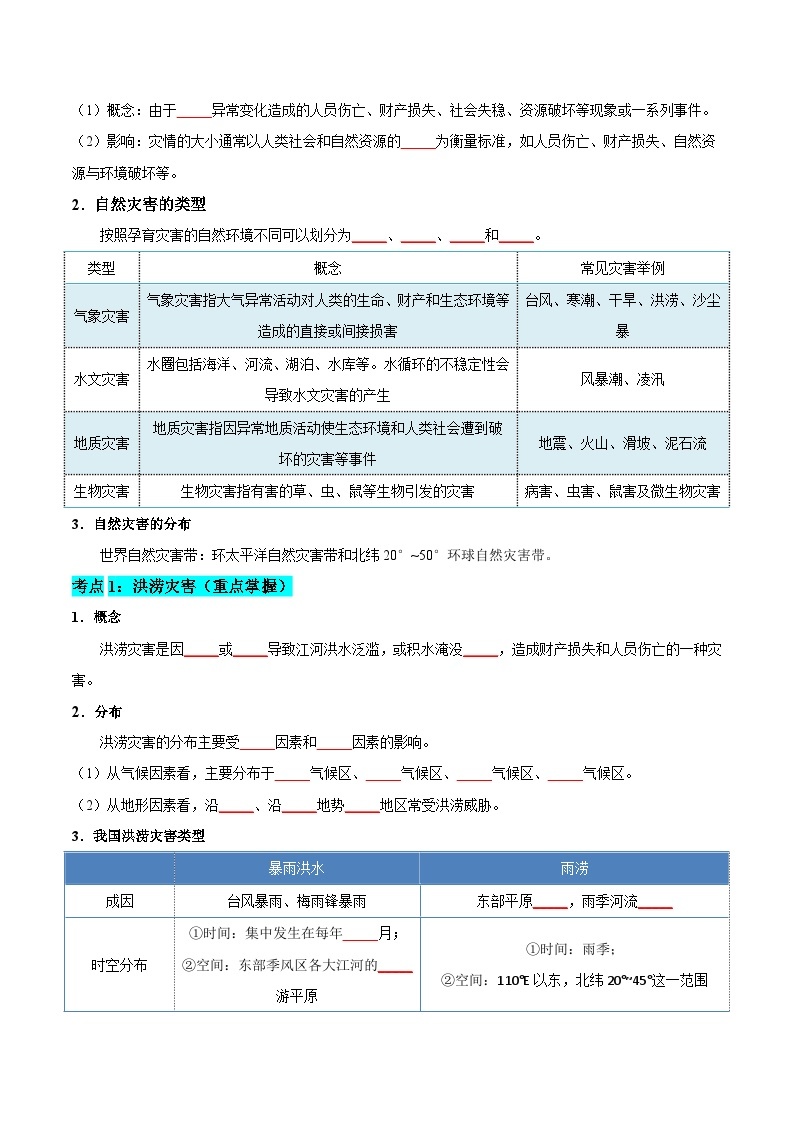 【期中单元知识点归纳】（人教版2019）2023-2024学年高一上学期地理 必修第一册 第六章 自然灾害 试卷.zip03