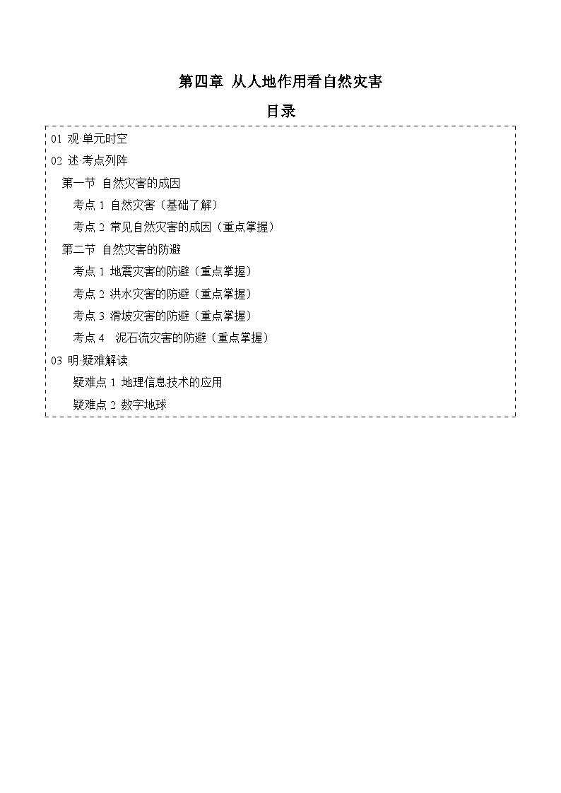 【期中单元知识点归纳】（鲁教2019）2023-2024学年高一上学期地理 必修第一册 第四章从人地作用看自然灾害（试卷）第1页