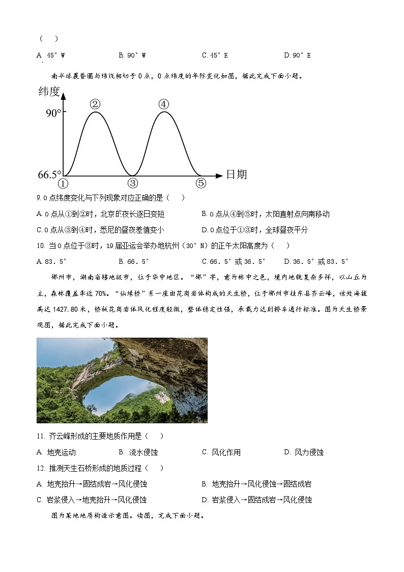浙江省浙南名校联盟2023-2024学年高二上学期10月联考地理试题无答案第3页