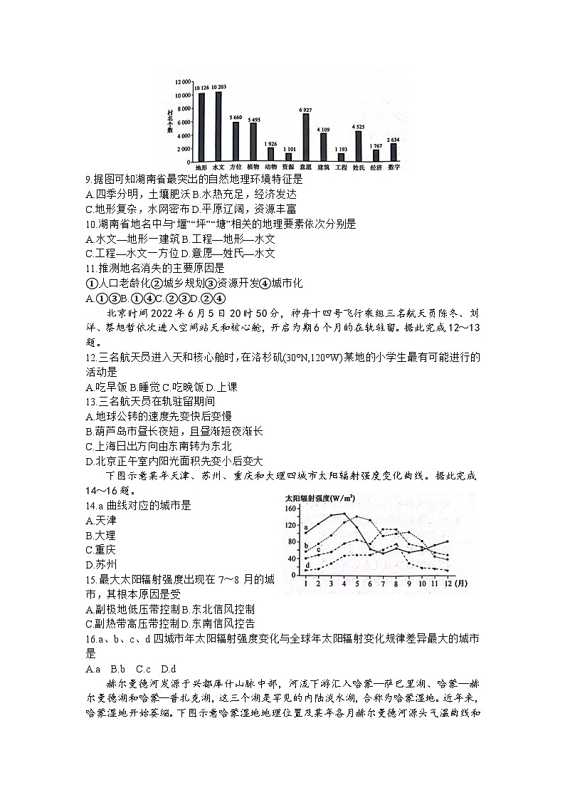 陕西省安康市重点名校2023-2024学年高三上学期10月联考地理试题03