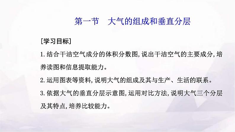 人教版高中地理必修第一册第二章第一节大气的组成和垂直分层课件02