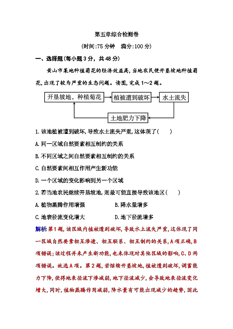 人教版高中地理选择性必修1第五章综合检测卷含答案第1页
