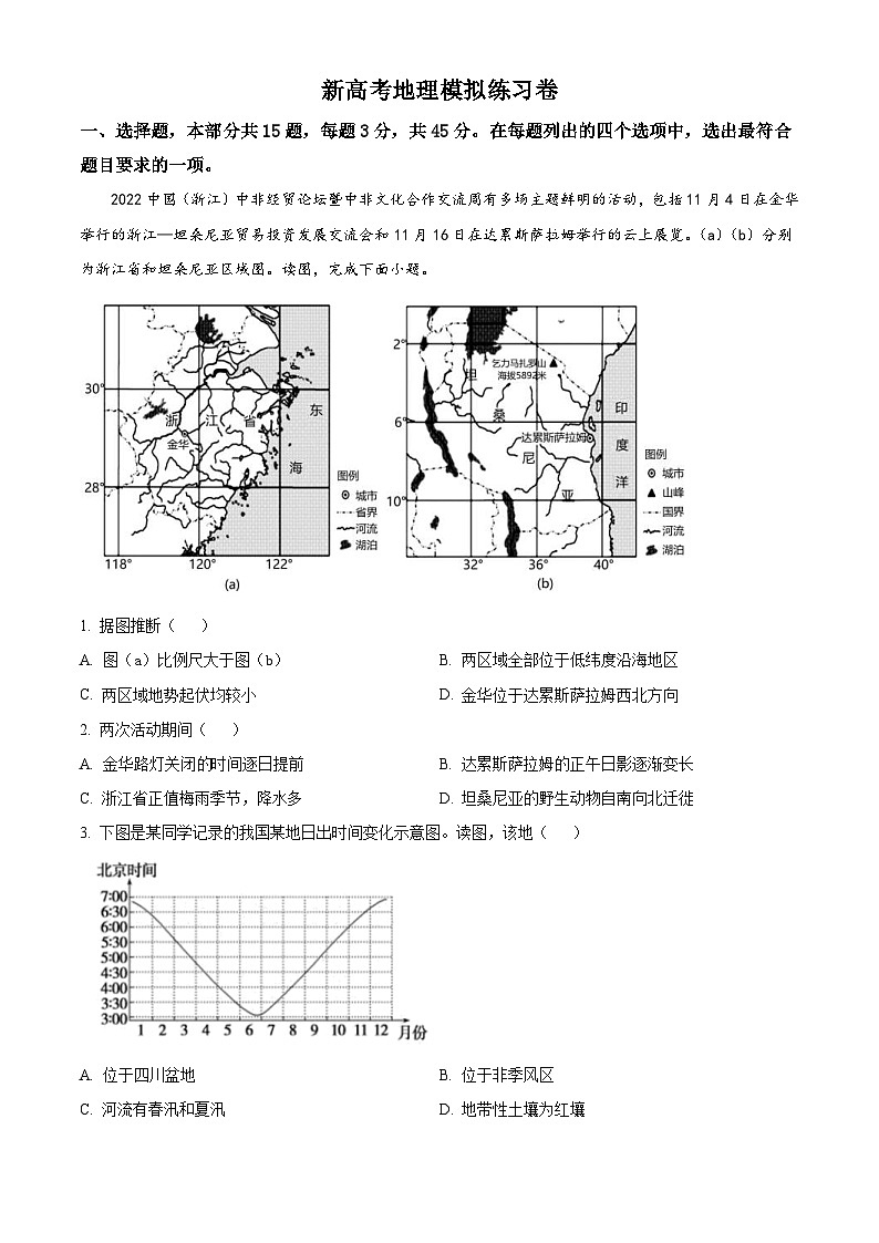 新高考地理模拟练习卷46（含答案）第1页