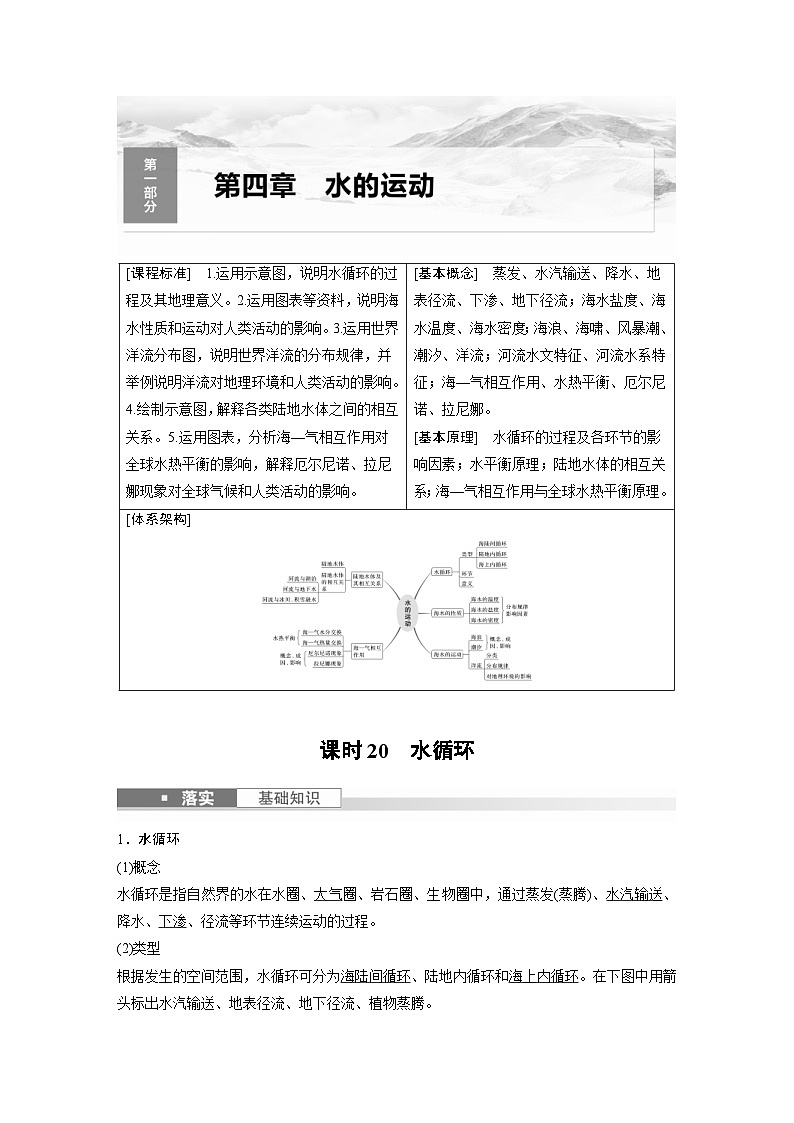 （人教版）新高考地理一轮复习课时精品学案 第1部分　第4章　课时20　水循环（含解析）01