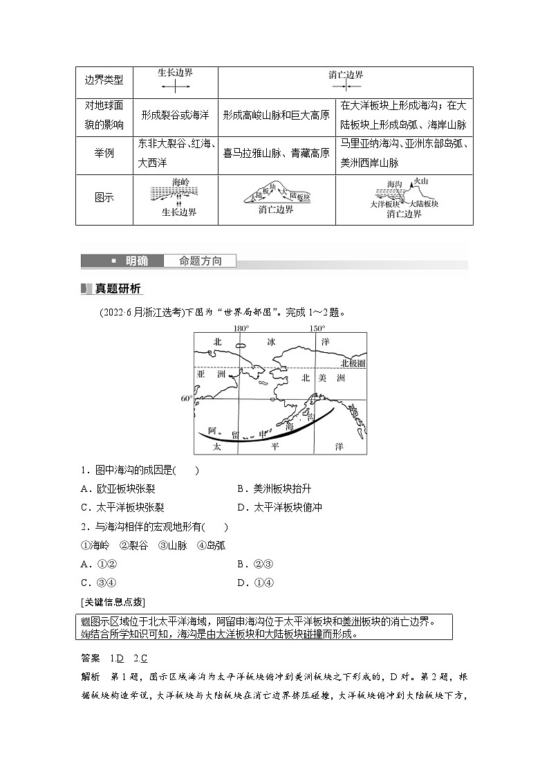 （人教版）新高考地理一轮复习课时精品学案 第1部分　第5章　第2讲　课时27　板块运动与地貌（含解析）第2页