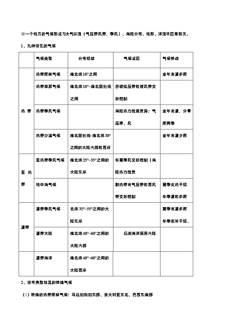 新高考地理一轮复习知识梳理+过关训练第9讲 天气系统和气候类型（含解析）第3页