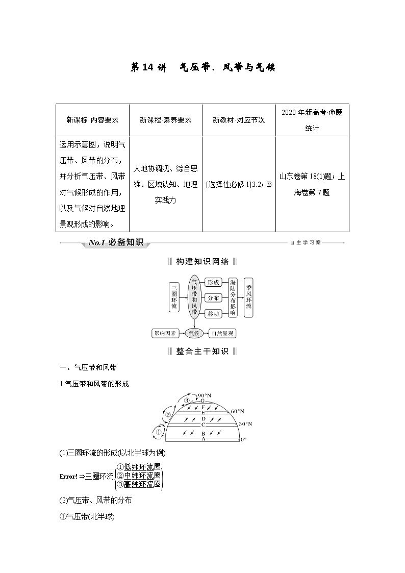 新高考地理一轮复习精品学案第14讲　气压带、风带与气候（含解析）第1页