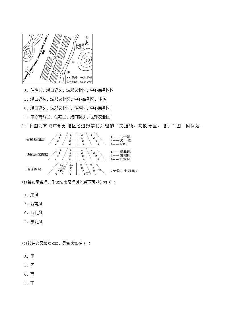 高考地理人教版一轮复习专题测试试题：19 城市空间结构与城市规划第3页