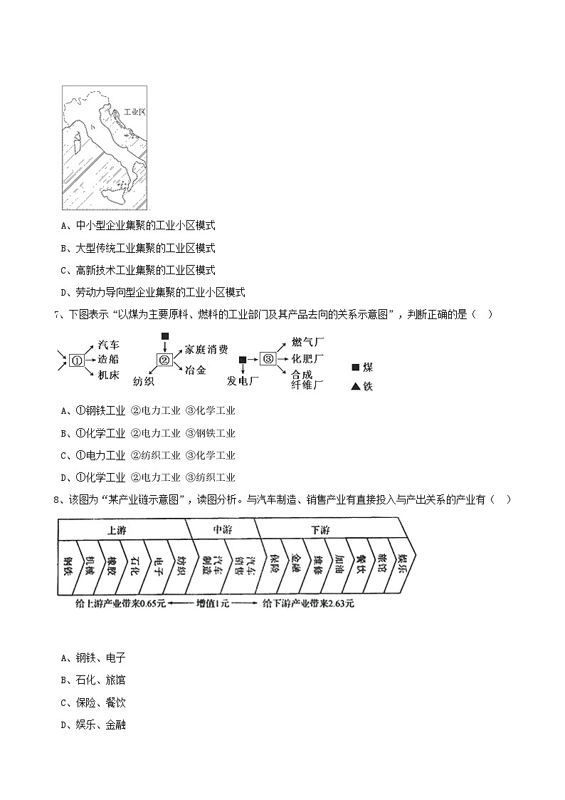 高考地理人教版一轮复习专题测试试题：25 工业地域的形成与发展第2页