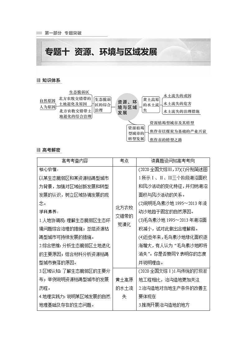 新高考地理二轮复习精品讲义 第1部分 专题突破 专题10 考点1　北方农牧交错带的荒漠化（含解析）01