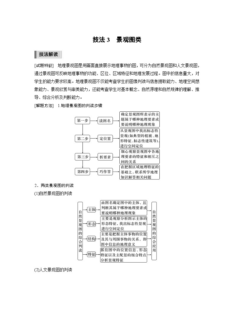 新高考地理二轮复习精品讲义 第3部分 素养提升 1 技法3　景观图类（含解析）01