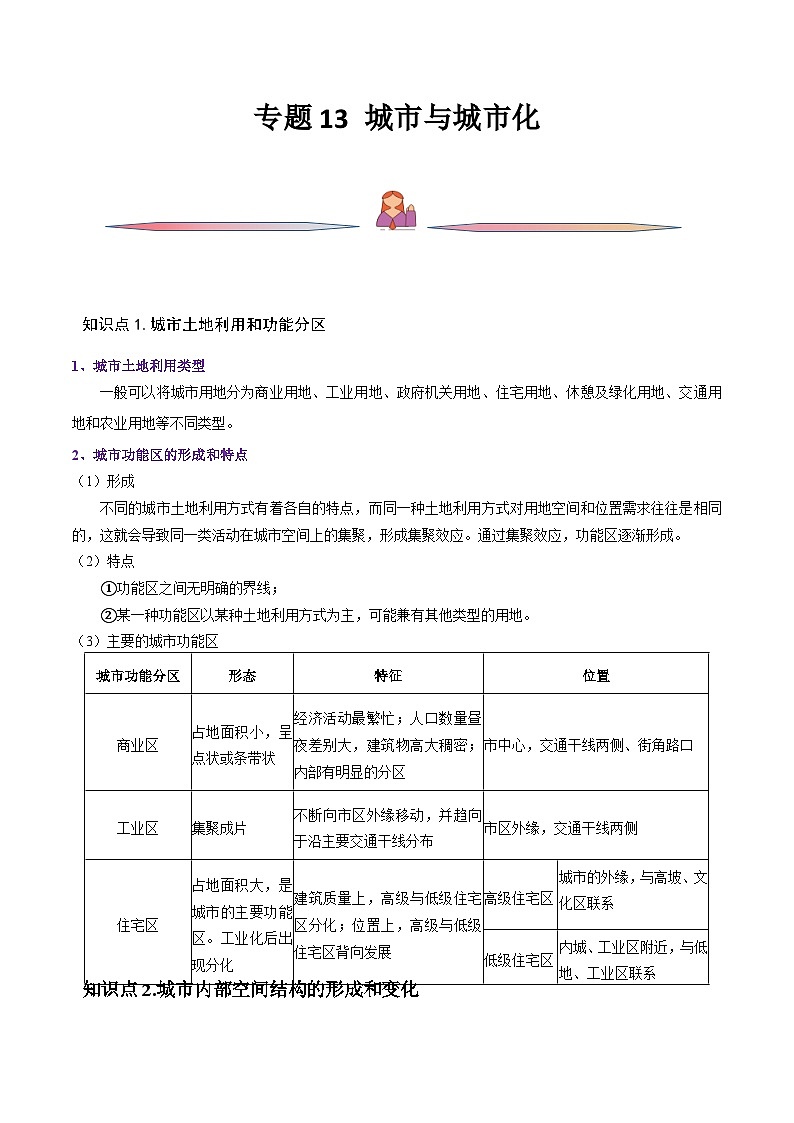 新高考地理一轮复习精讲精练专题13 城市与城市化（含解析）第1页