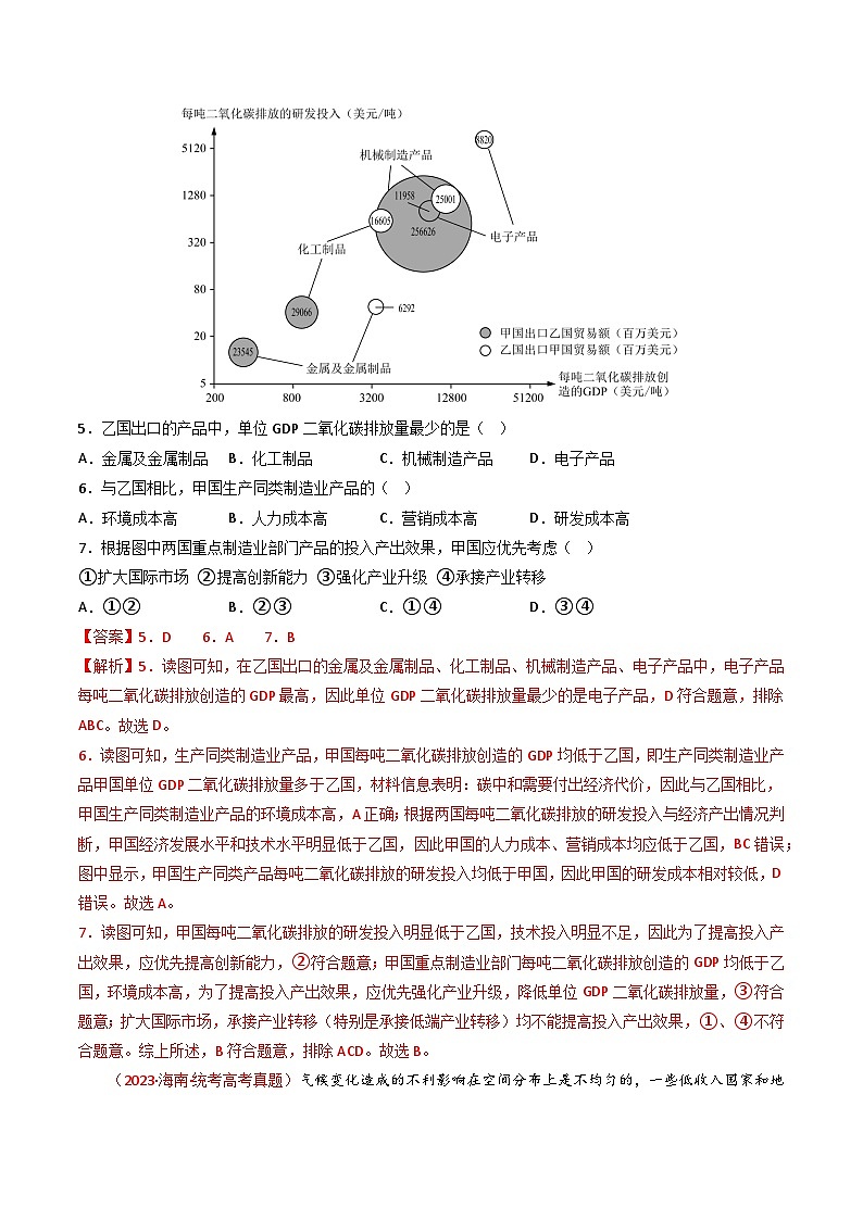 专题18 资源、环境与国家安全-三年（2021-2-2023）高考地理真题分项汇编02