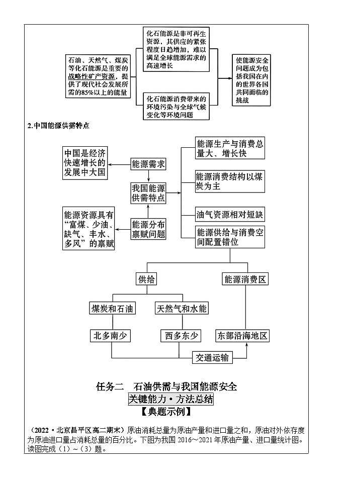 2.2中国的能源安全导学案 高中地理（2019）人教版选择性必修3第2页