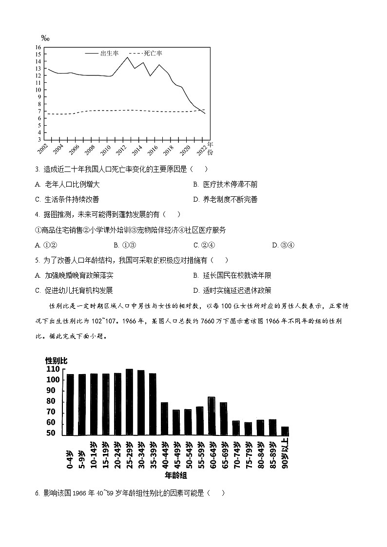 【期中真题】福建省福州第一中学2022-2023学年高一下学期期中地理试题（原卷版）第2页