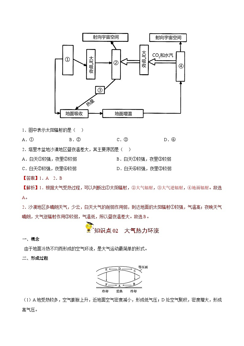 人教版高中地理必修一精品同步讲义2.2 大气受热过程和大气运动（含解析）03