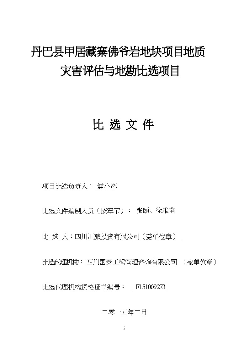 某地块项目地质灾害评估与地勘比选项目比选文件第1页