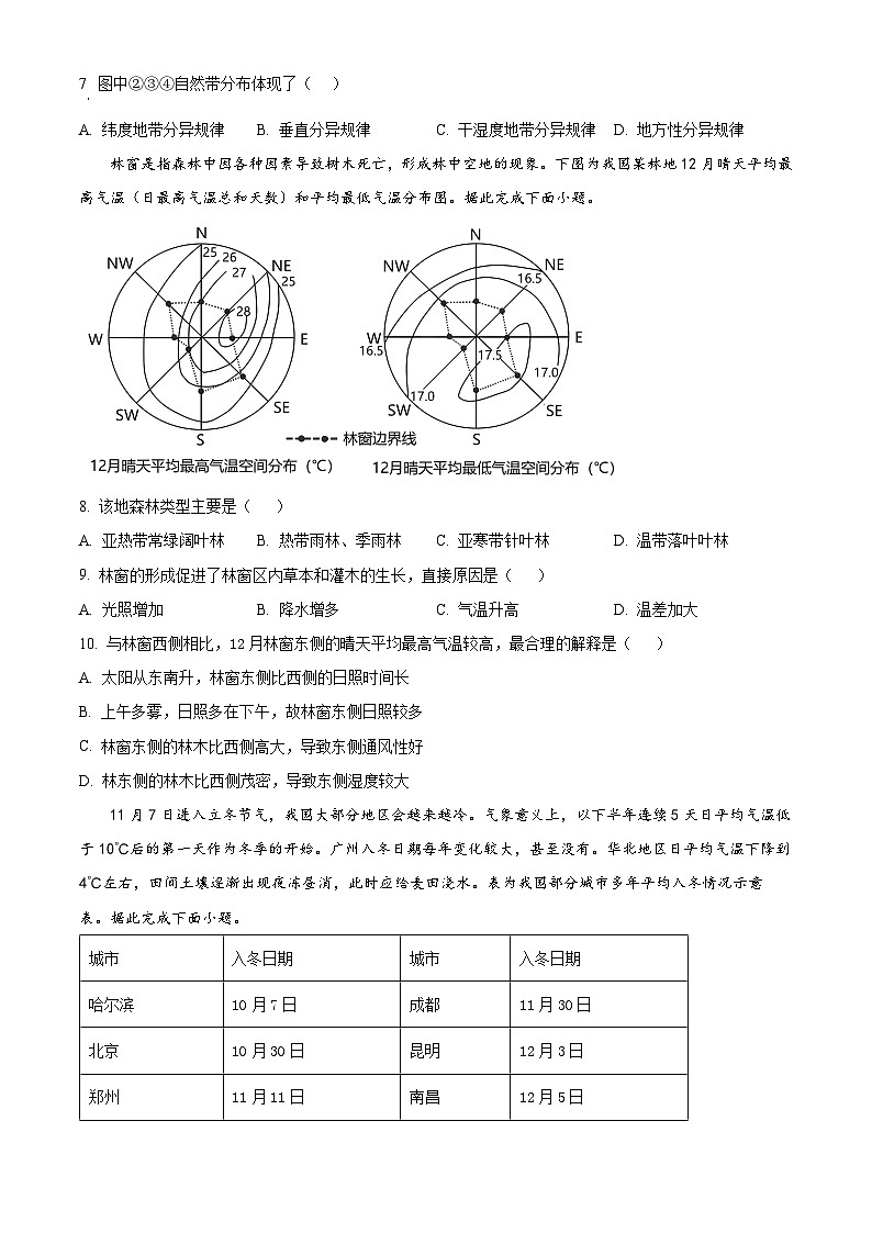 2024内江六中高三上学期第一次月考地理试题含解析03