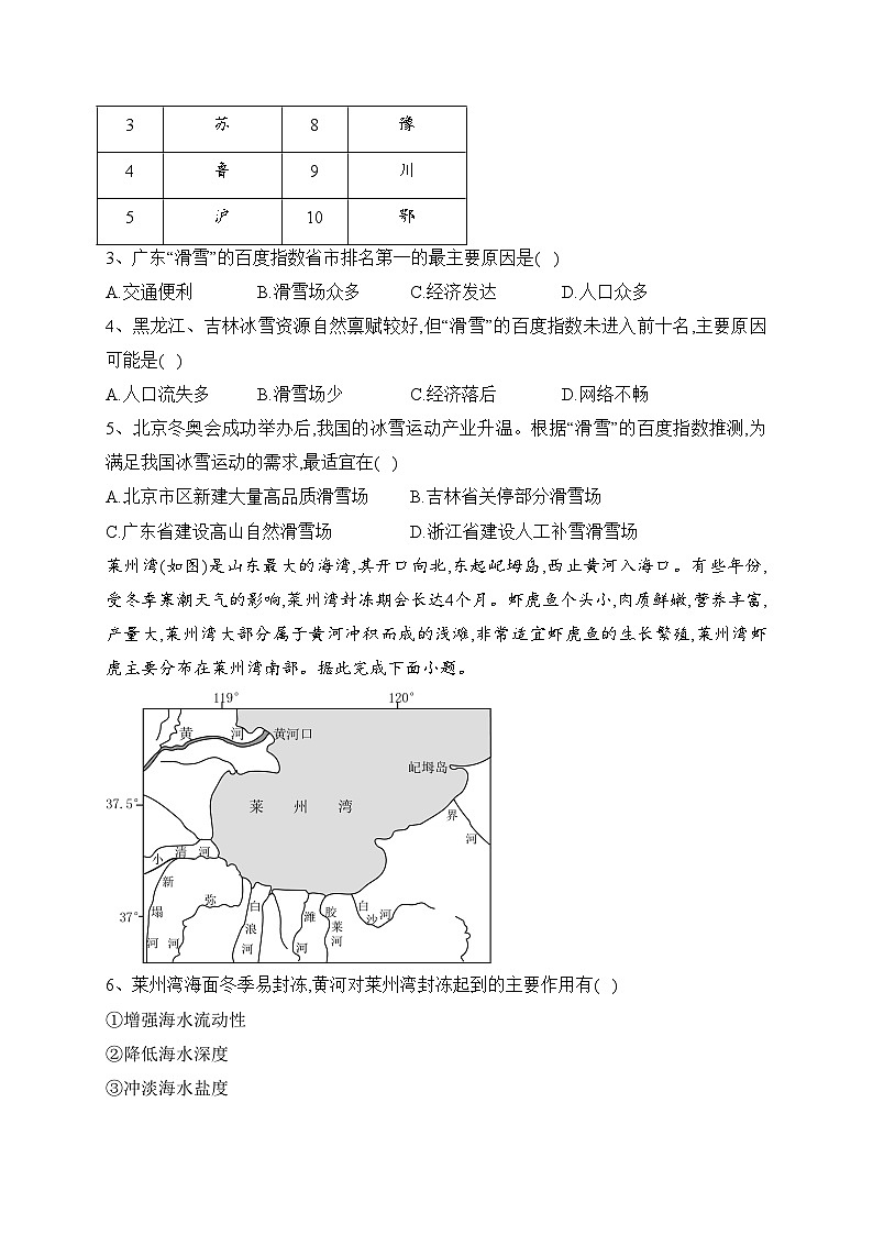 天津市宝坻区第一中学2022-2023学年高三上学期线上期末测试地理试题(含答案)02