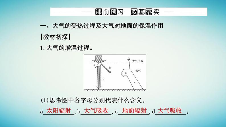 2023_2024学年新教材高中地理第二章地球上的大气第二节大气的受热过程和大气运动第一课时大气的受热过程大气对地面的保温作用大气热力环流课件新人教版必修第一册03