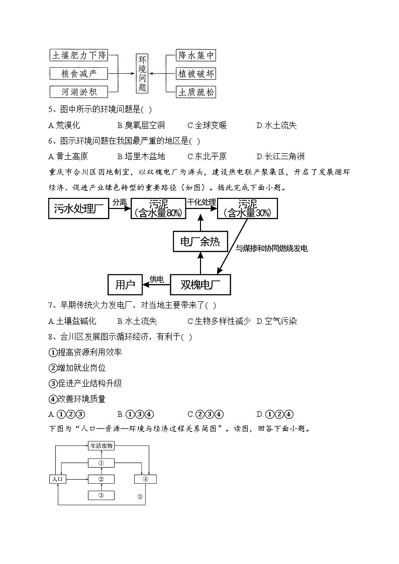 2023-2024学年 湘教版（2019）必修二第五章 人地关系与可持续发展 单元测试卷(含答案)第2页