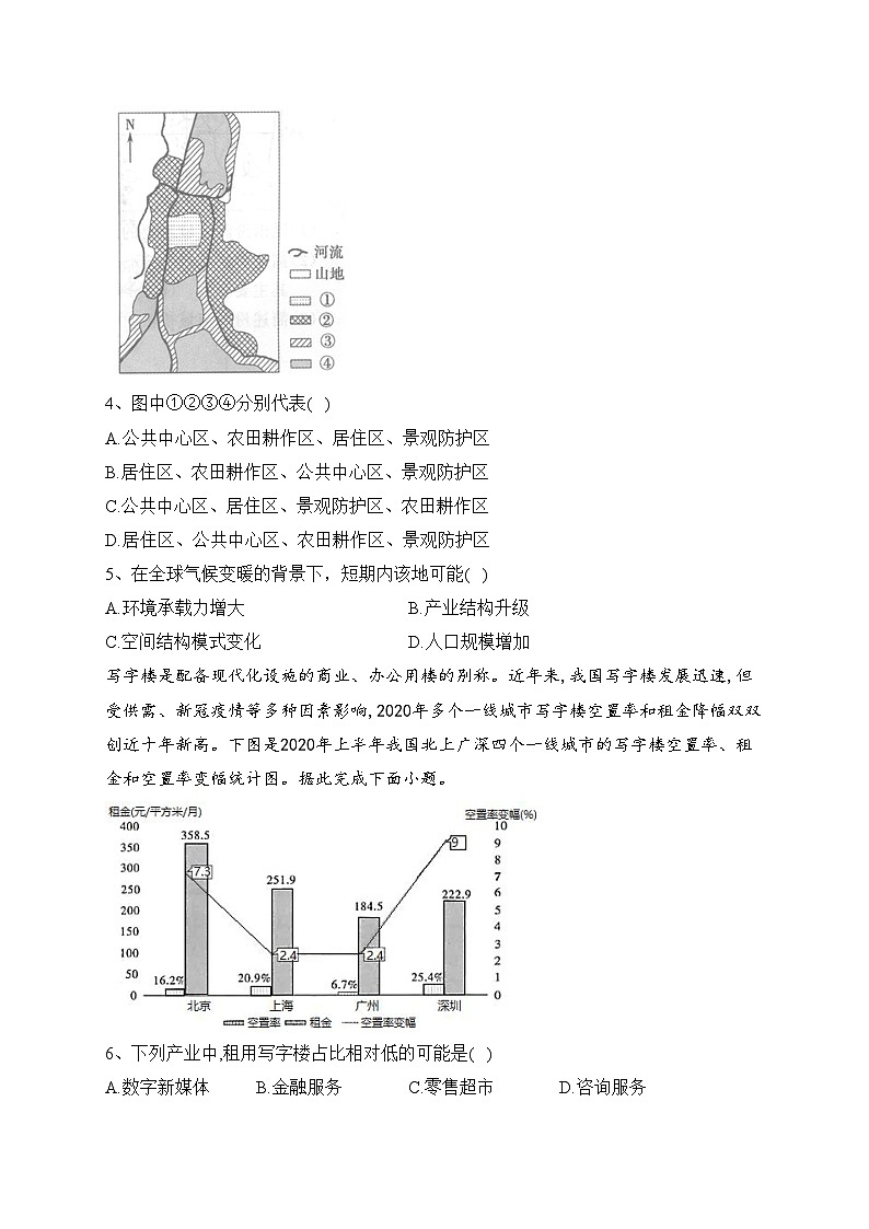 2023-2024学年中图版（2019）必修二第二章乡村与城镇 单元测试卷(含答案)第2页