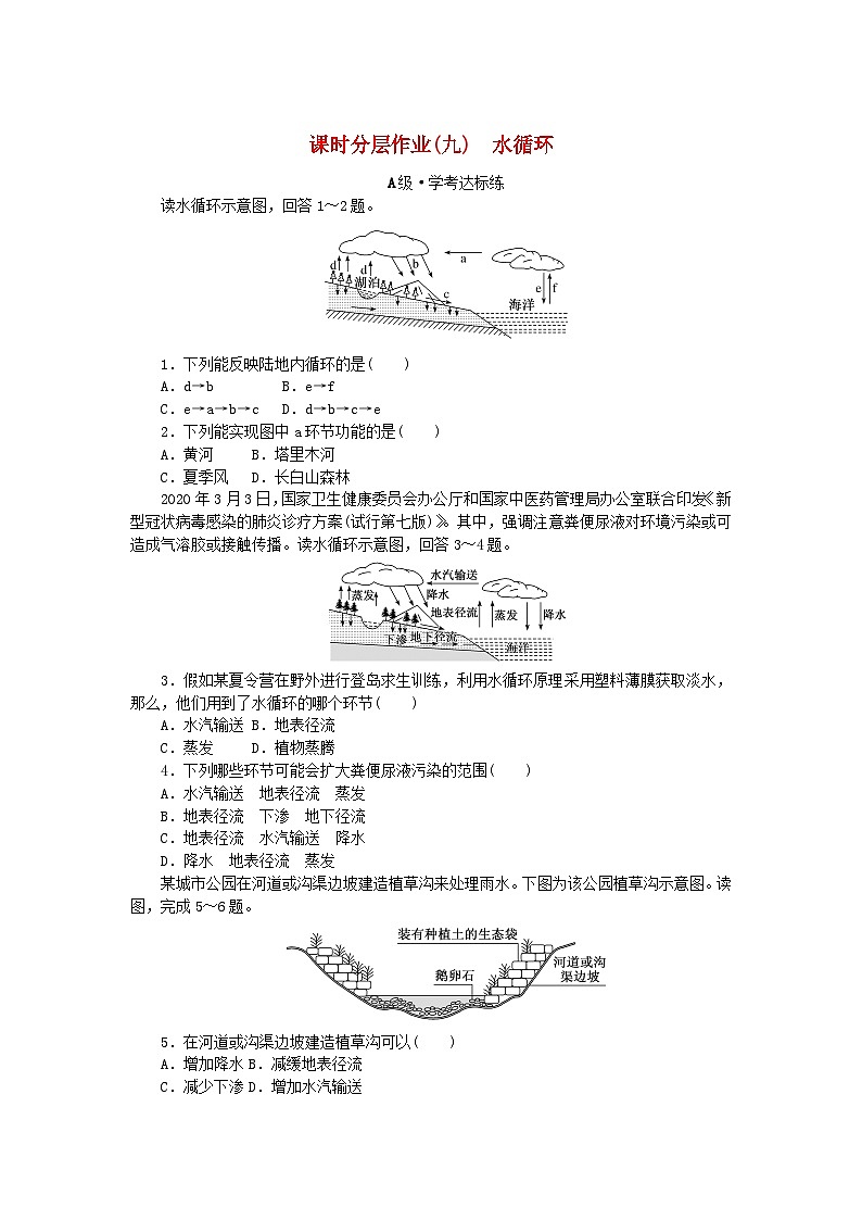 2024版新教材高中地理课时分层作业9水循环新人教版必修第一册01