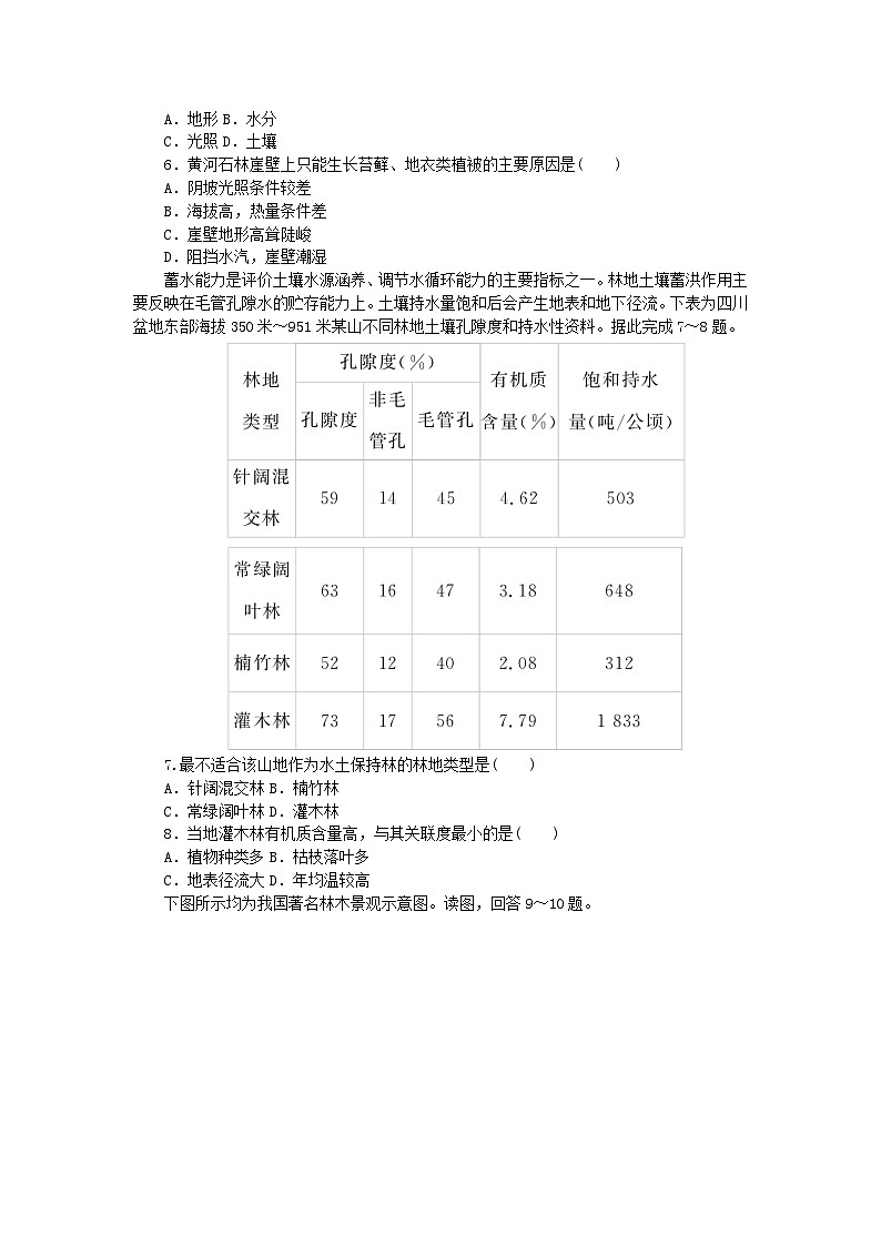 2024版新教材高中地理课时作业14植被与自然环境的关系中图版必修第一册第2页