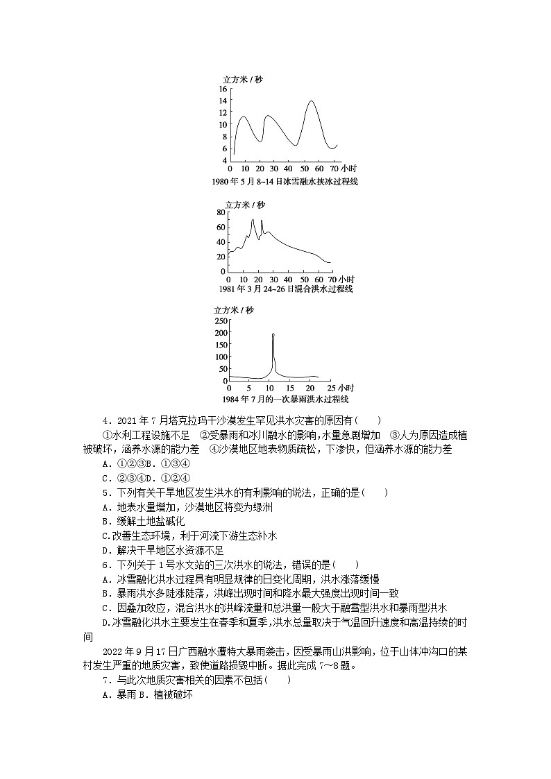 2024版新教材高中地理第三章常见自然灾害的成因与避防章末综合检测中图版必修第一册02