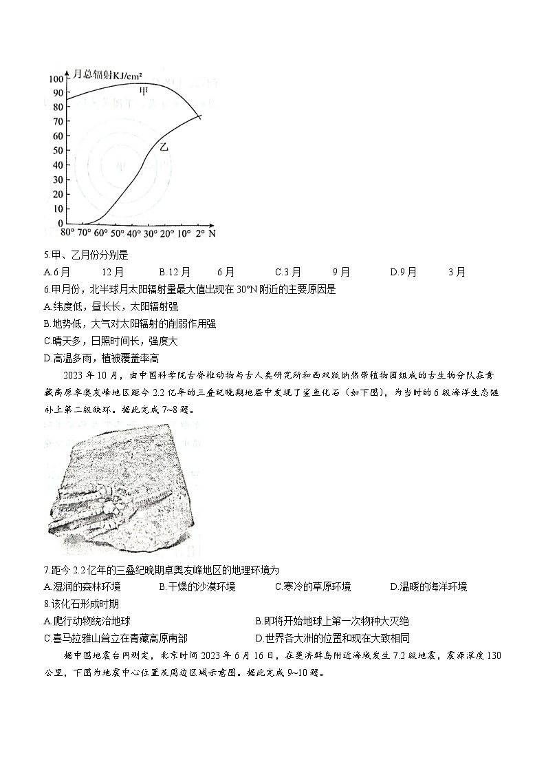 河南省商丘市商丘名校联考2023-2024学年高一上学期期中地理试题02