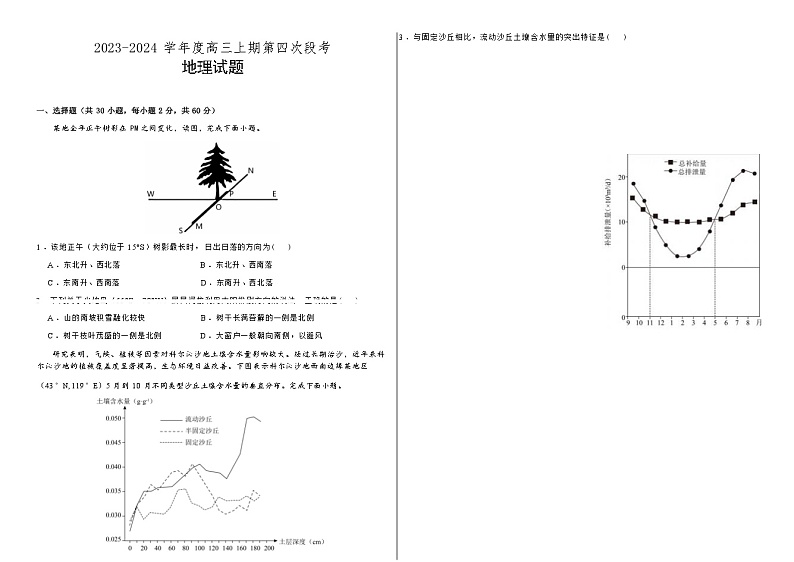 河南省项城市重点中学2023-2024学年高三上学期期中地理试题（ 含答案）第1页