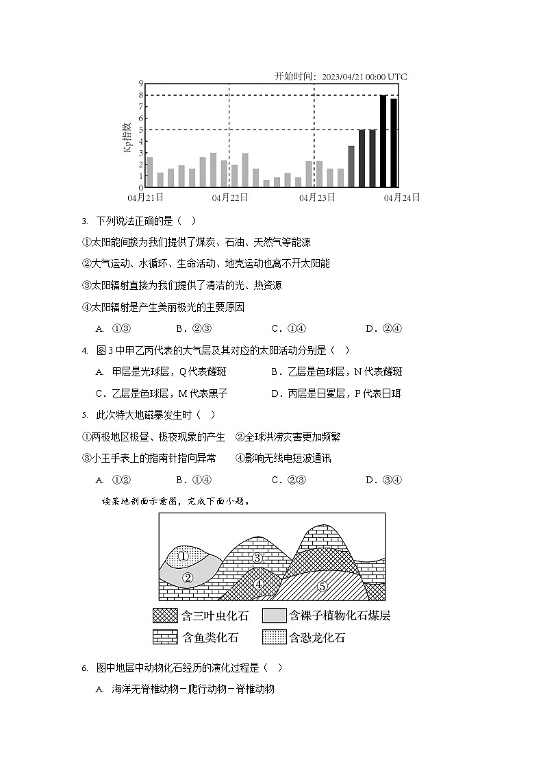 江西省上饶市广信中学2023-2024学年高一上学期11月月考地理试卷第2页