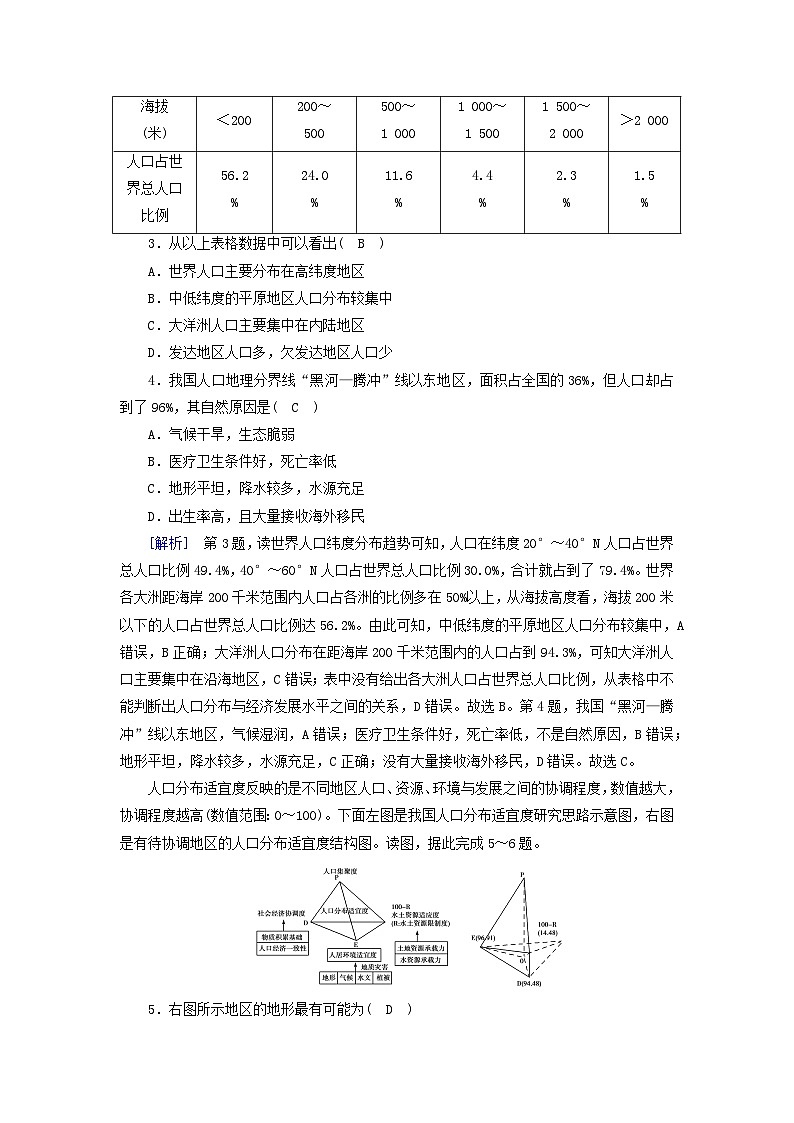 新教材2023年高中地理第1章人口质量达标检测新人教版必修第二册第2页