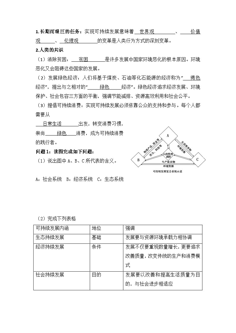 5.2走向人地协调—可持续发展 学案 高中地理人教版（2019）必修二第2页