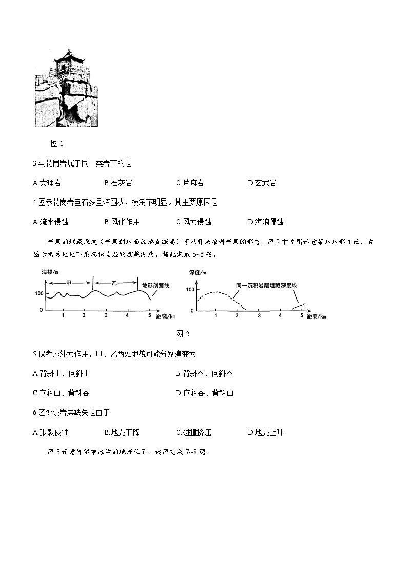 山西省太原市2023-2024学年高二上学期期中学业诊断地理试卷（含答案）02