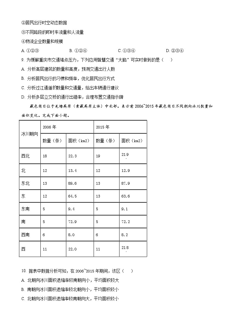 2023湖北高考地理真题（原卷版）03