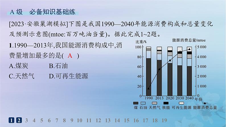 新教材2023_2024学年高中地理第2章资源安全与国家安全第2节中国的能源安全分层作业课件新人教版选择性必修302