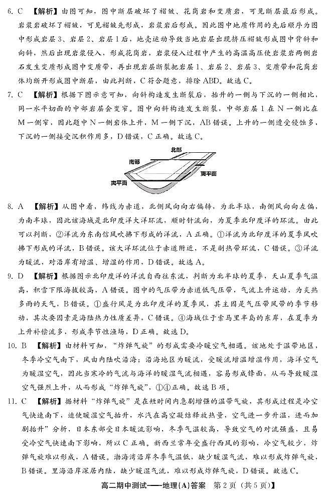 承德市11月高二年级期中考试地理答案第2页