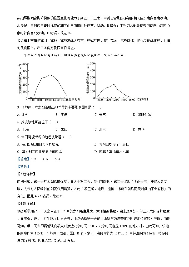 安徽省合肥六校联考2023-2024学年高三上学期期中联考地理试题（Word版附解析）02