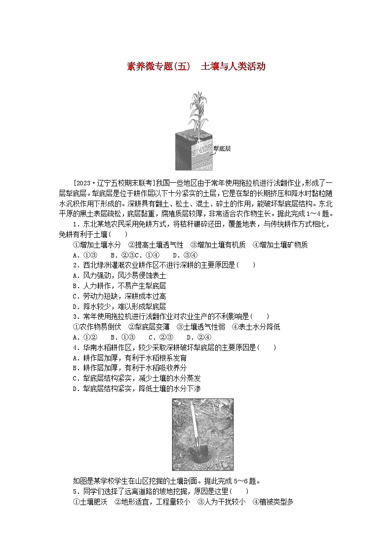 2024版新教材高中地理素养微专题五土壤与人类活动新人教版必修第一册01