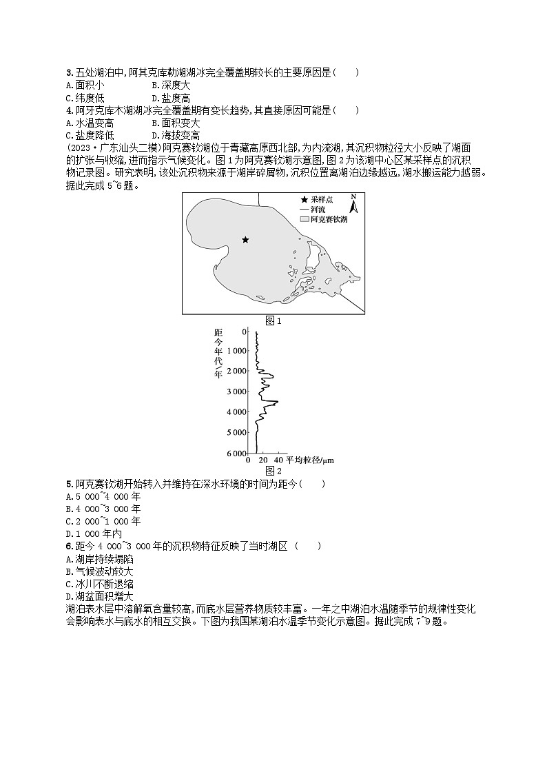 适用于老高考旧教材2024版高考地理二轮复习热考情境专项练热考5湖泊（附解析）第2页