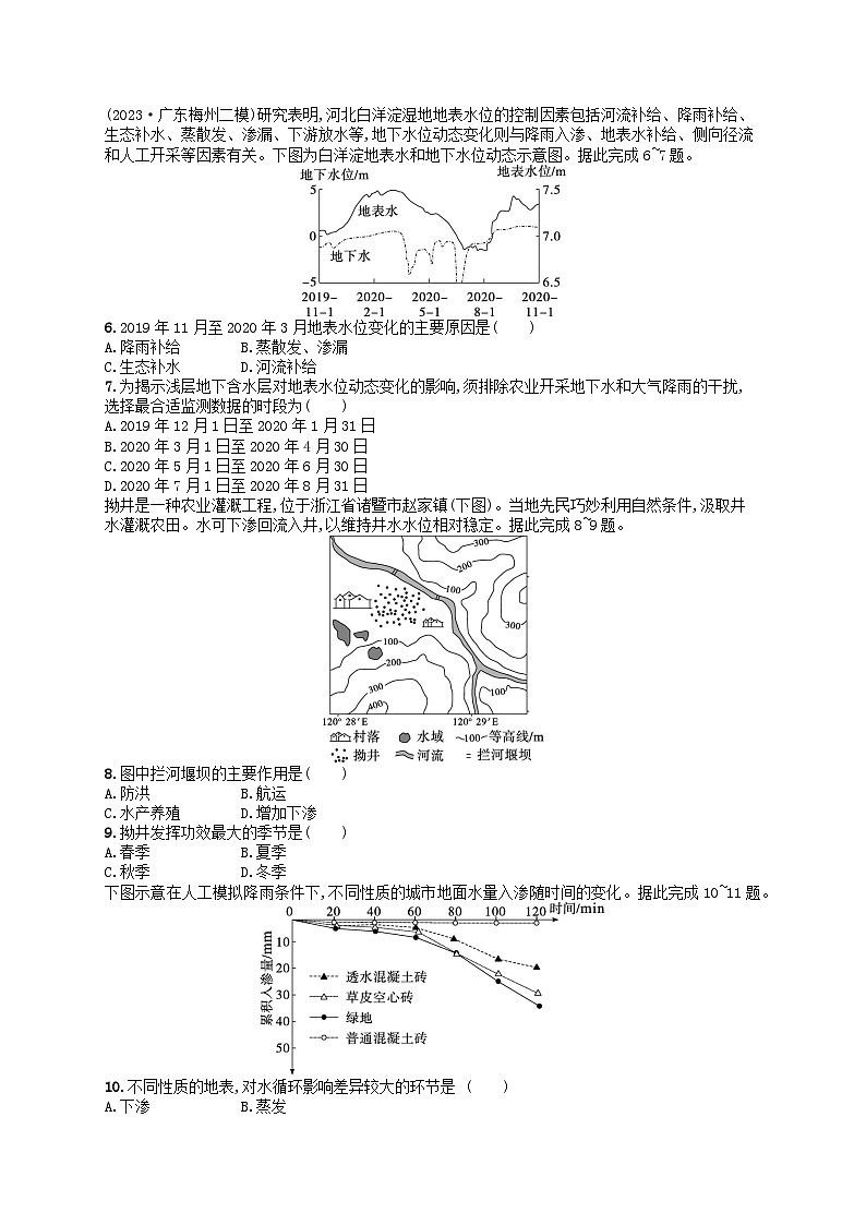 适用于老高考旧教材2024版高考地理二轮复习素养升级练专题3水体运动规律核心考点练1水循环（附解析）第2页